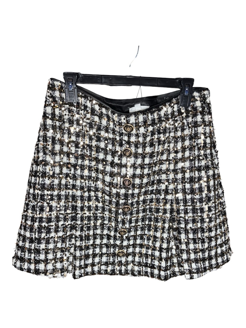 A loves A NWT Tweed Button-Front A-Line Mini Skirt - Black & White